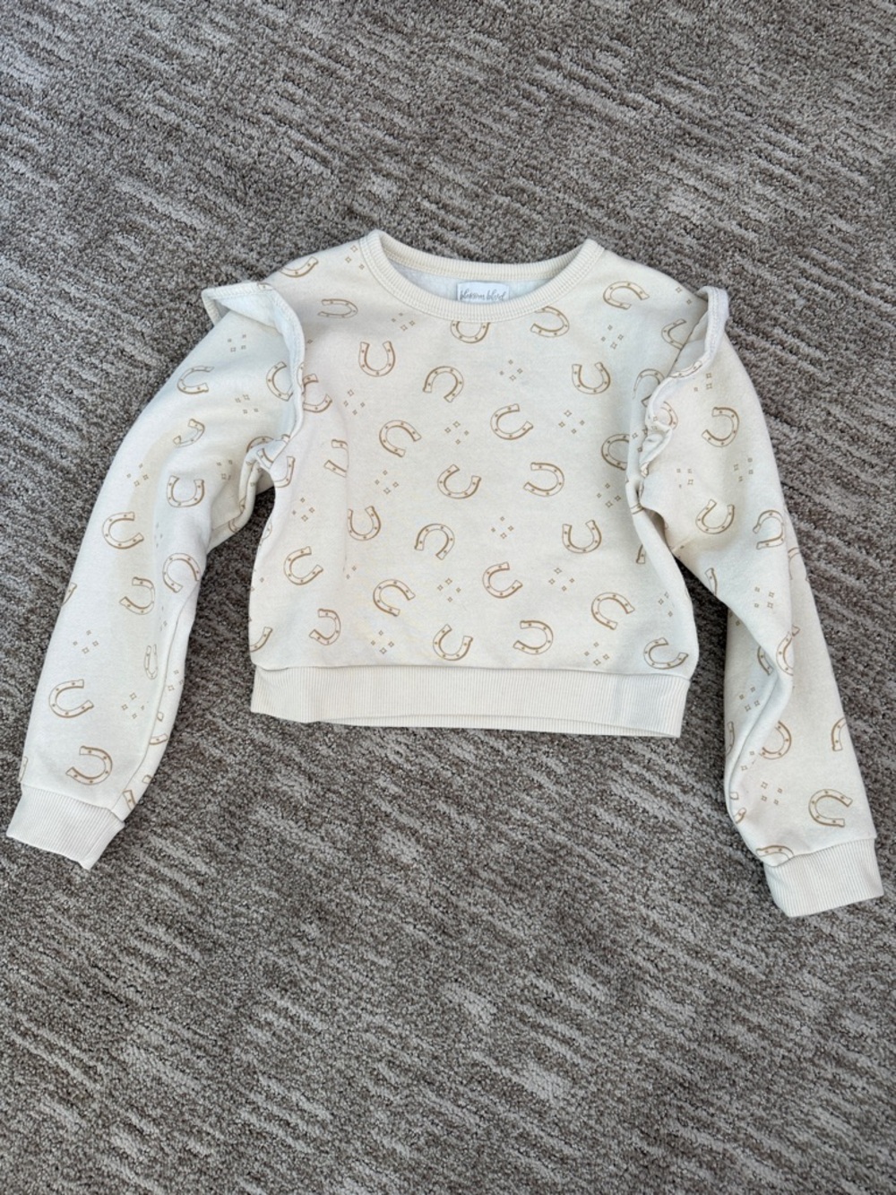 Cozy Cream Horseshoe Ruffle Sweatshirt - Kids